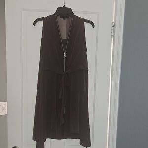 AllSaints Silk Chocolate Maroon Unique Layers Exposed Front Zip Dress 4 U